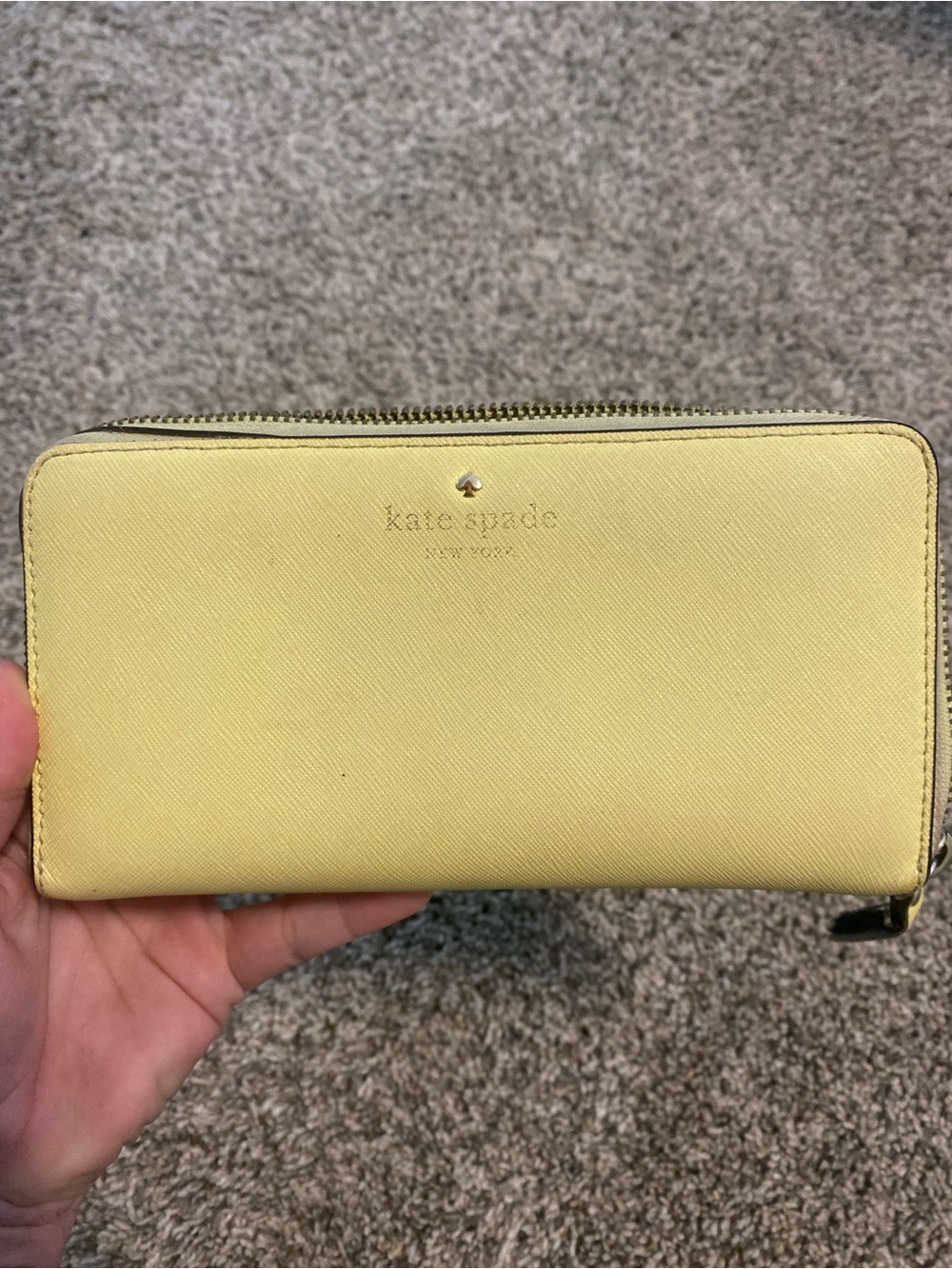 kate spade Yellow Saffiano Zip Wallet